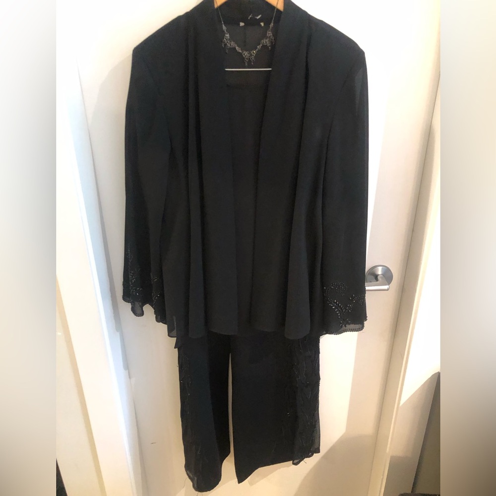 COPY - 2 PC Nygard Dress Pant & Jkt 12 Set Black w Sequinned Flame Detail on Pa… - Picture 7 of 16